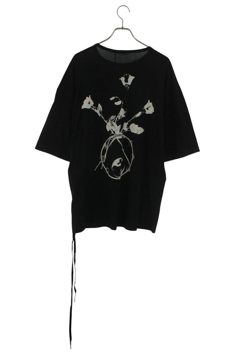 ANN DEMEULEMEESTER Black Cotton Back Print T-Shirt Size M