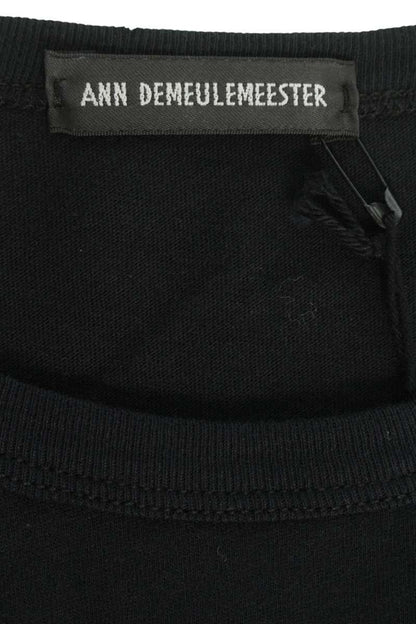 ANN DEMEULEMEESTER Black Cotton Back Print T-Shirt Size M