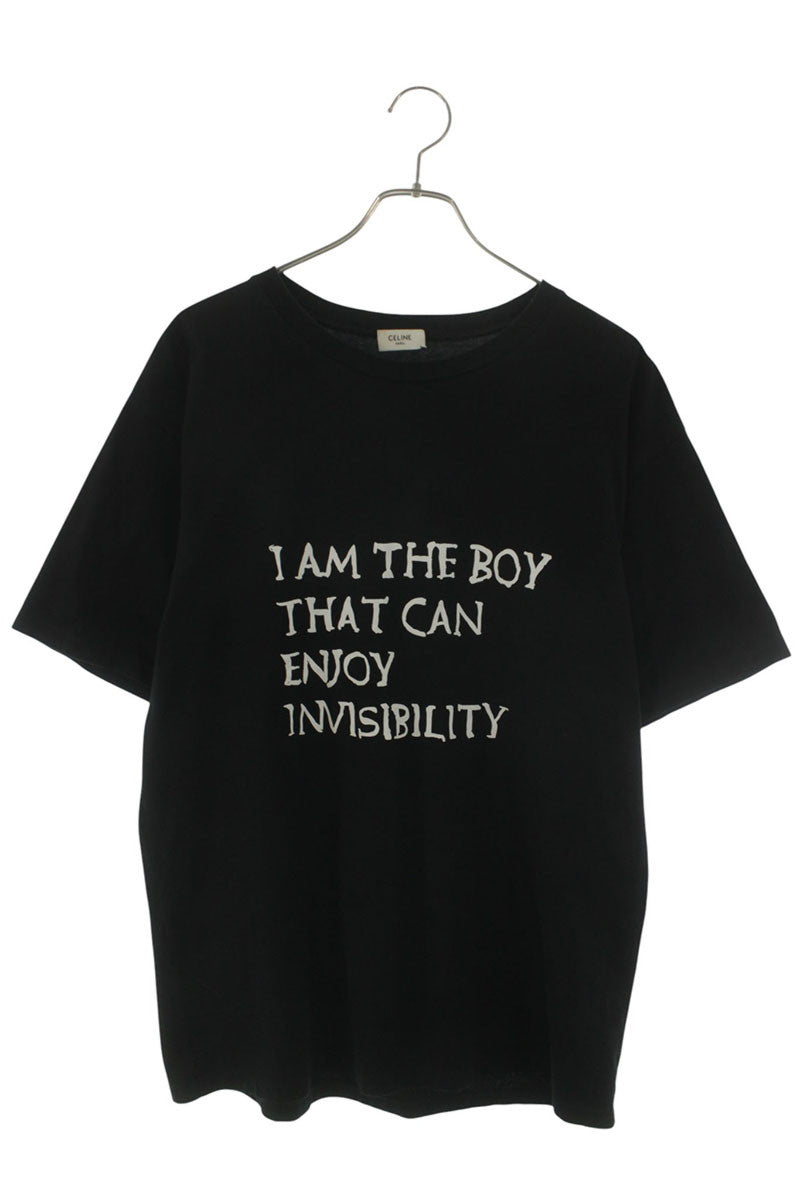 CELINE Black Cotton "I AM THE BOY" Print T-Shirt Size S