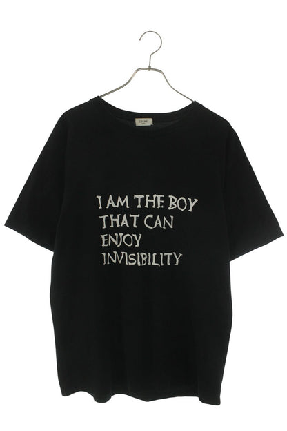 CELINE Black Cotton "I AM THE BOY" Print T-Shirt Size S