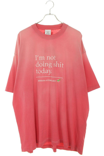 VETEMENTS Distressed Message Logo T-Shirt Pink Size M