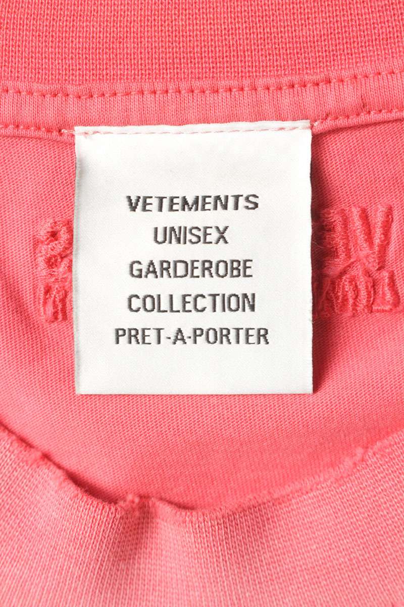 VETEMENTS Distressed Message Logo T-Shirt Pink Size M