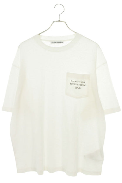ACNE STUDIOS SS26 Logo Pocket T-Shirt White Cotton Size M