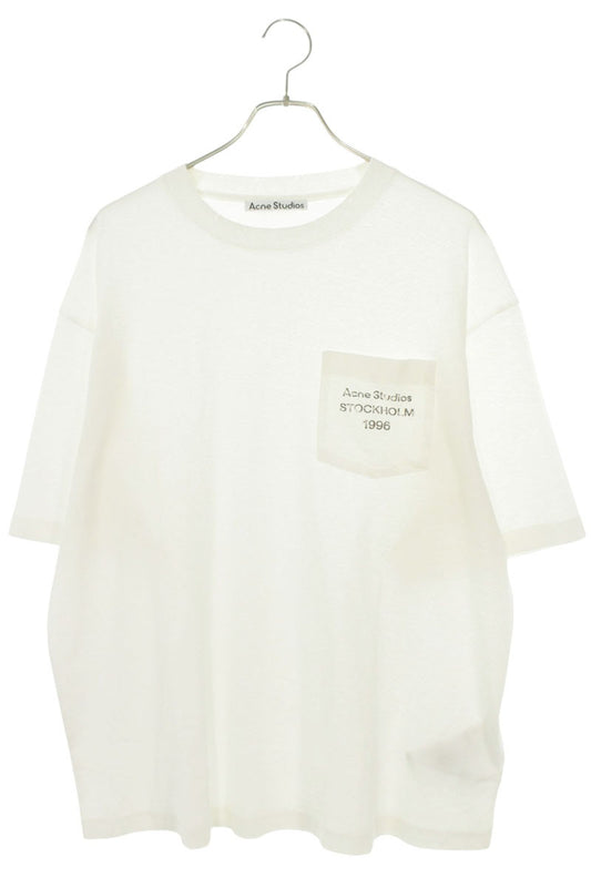 ACNE STUDIOS SS26 Logo Pocket T-Shirt White Cotton Size M