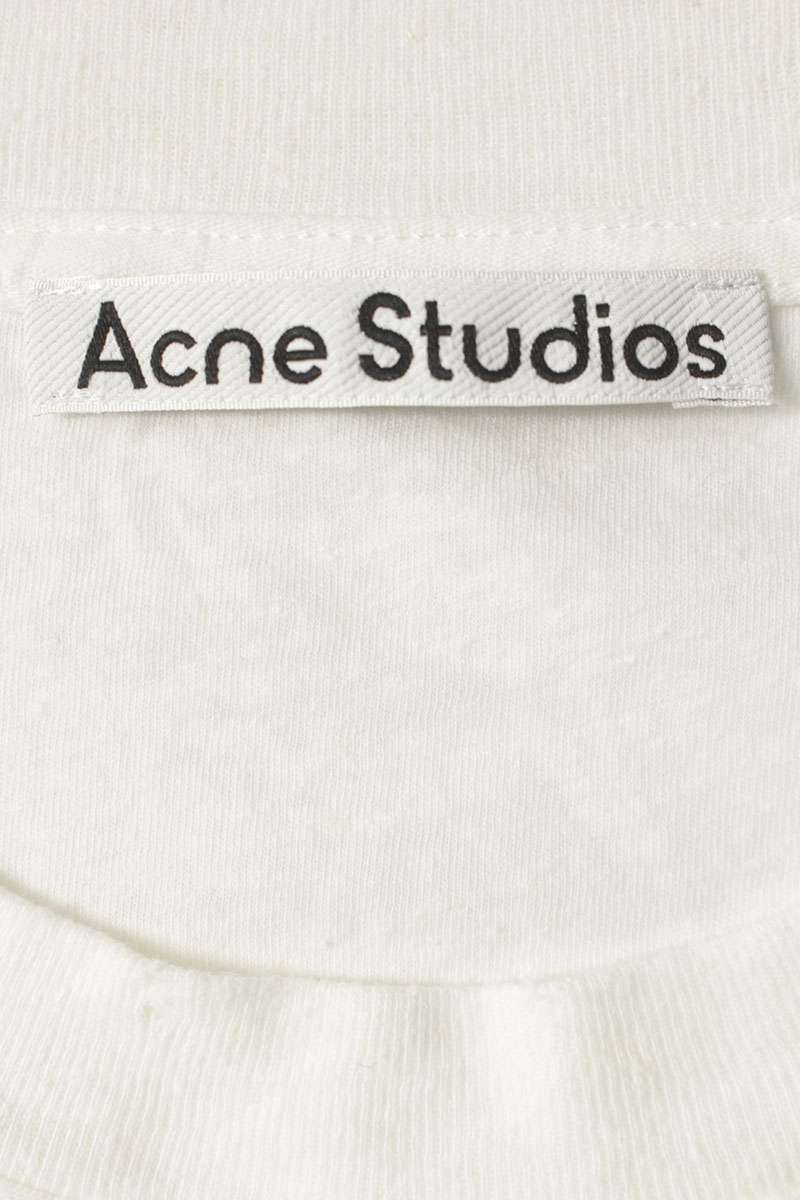 ACNE STUDIOS SS26 Logo Pocket T-Shirt White Cotton Size M