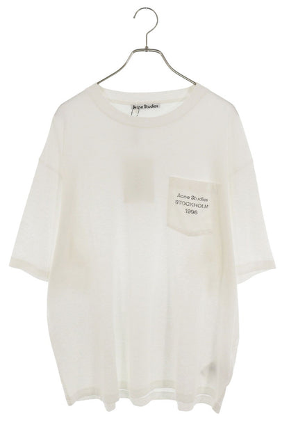 ACNE STUDIOS SS26 Logo Pocket T-Shirt White Cotton Size L