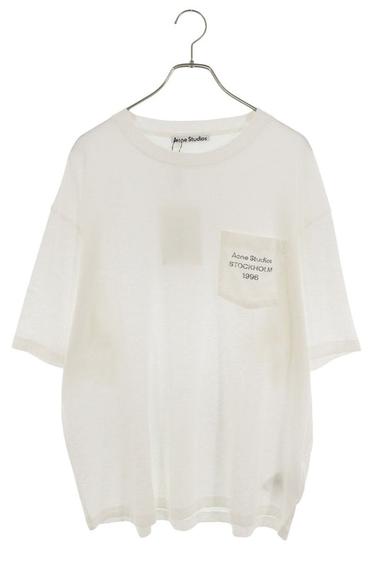 ACNE STUDIOS SS26 Logo Pocket T-Shirt White Cotton Size L