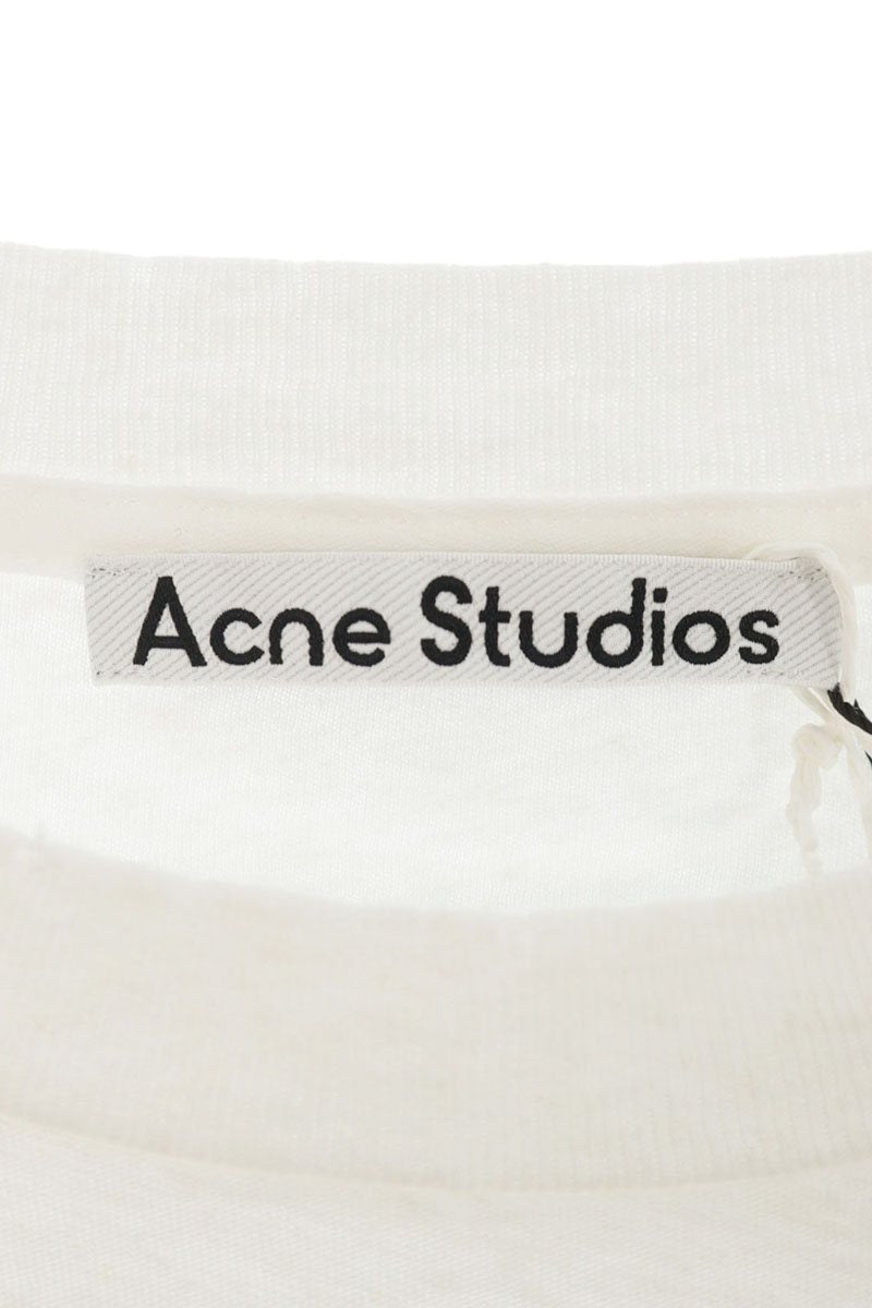ACNE STUDIOS SS26 Logo Pocket T-Shirt White Cotton Size L
