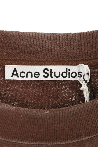 ACNE STUDIOS SS26 Logo Pocket T-Shirt Brown Cotton Size L