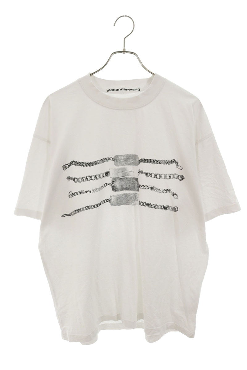 ALEXANDER WANG Chain Graphic T-Shirt White Cotton Size M