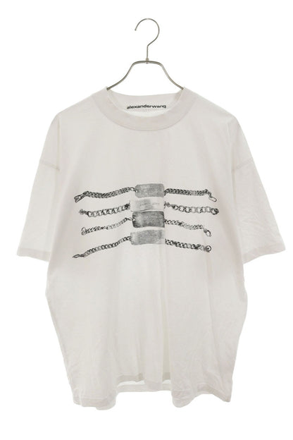 ALEXANDER WANG Chain Graphic T-Shirt White Cotton Size M
