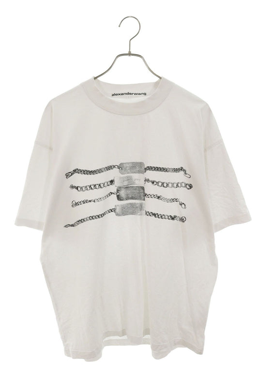 ALEXANDER WANG Chain Graphic T-Shirt White Cotton Size M
