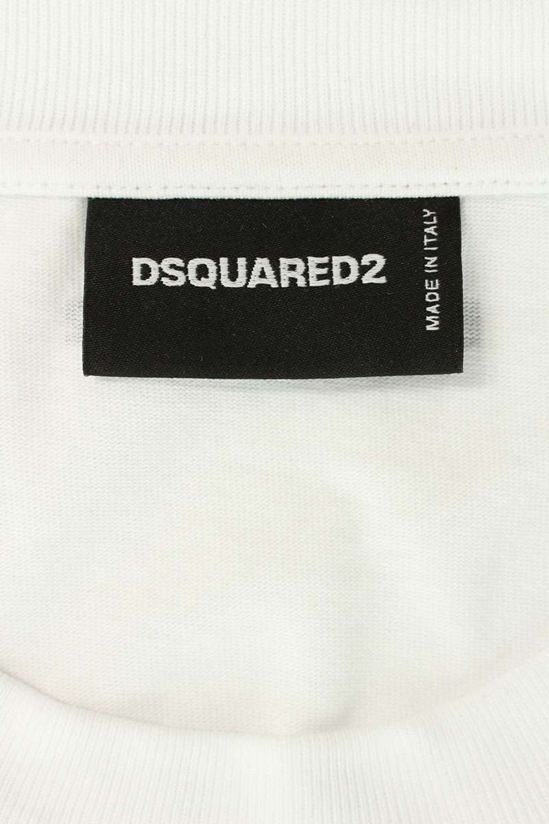 DSQUARED Iconique Logo Patch T-Shirt White Cotton Size L
