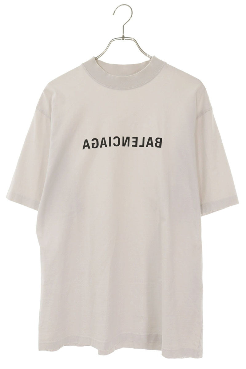 BALENCIAGA Distressed Logo Print T-Shirt White Size XS
