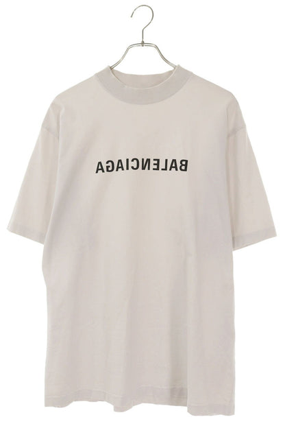 BALENCIAGA Distressed Logo Print T-Shirt White Size XS