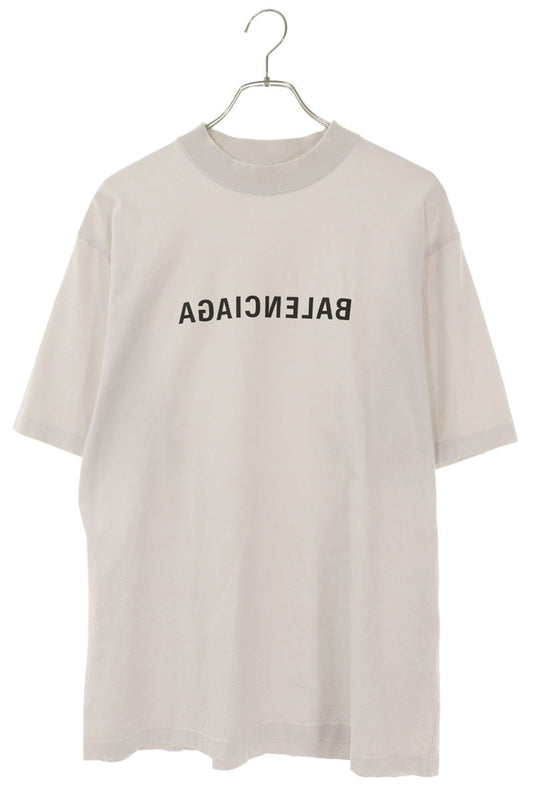 BALENCIAGA Distressed Logo Print T-Shirt White Size XS