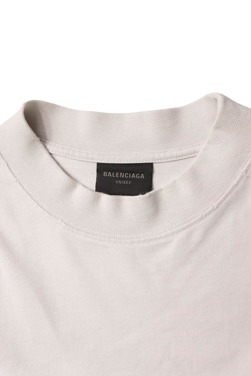 BALENCIAGA Distressed Logo Print T-Shirt White Size XS