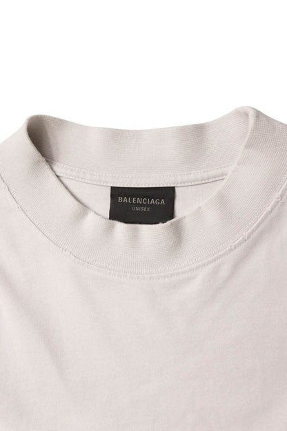 BALENCIAGA Distressed Logo Print T-Shirt White Size XS