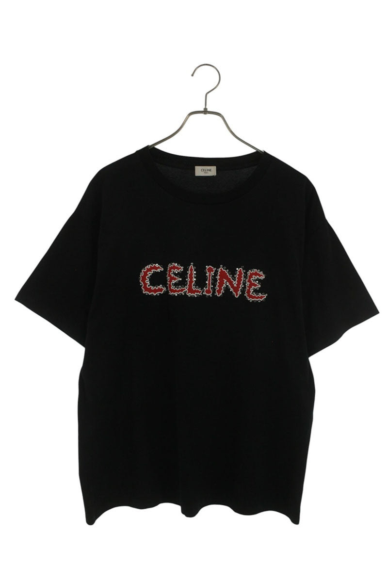 CELINE Studs Logo Print T-shirt Black Size XL