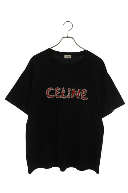 CELINE Studs Logo Print T-shirt Black Size XL