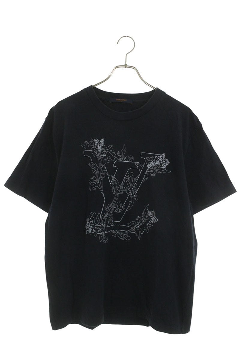 LOUISVUITTON 20AW LV Flower Embroidery Tee Navy Size L