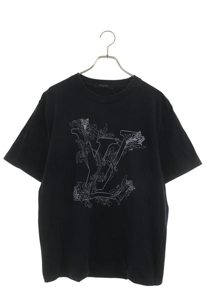 LOUISVUITTON 20AW LV Flower Embroidery Tee Navy Size L