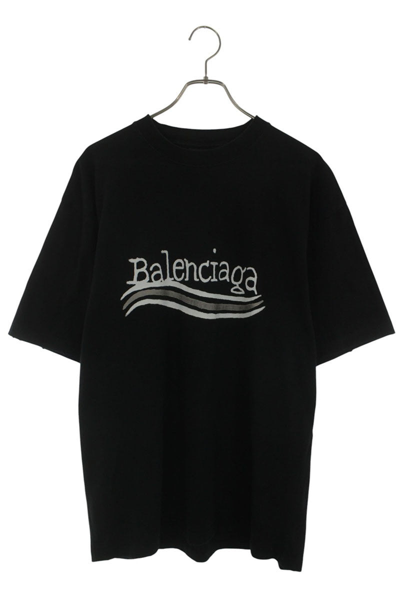 BALENCIAGA Political Logo Print T-Shirt Black Size XXS