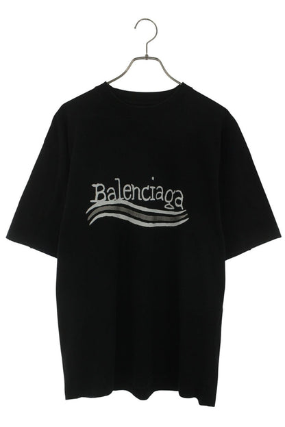 BALENCIAGA Political Logo Print T-Shirt Black Size XXS