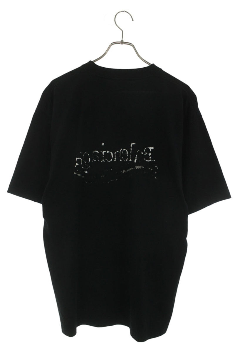 BALENCIAGA Political Logo Print T-Shirt Black Size XXS
