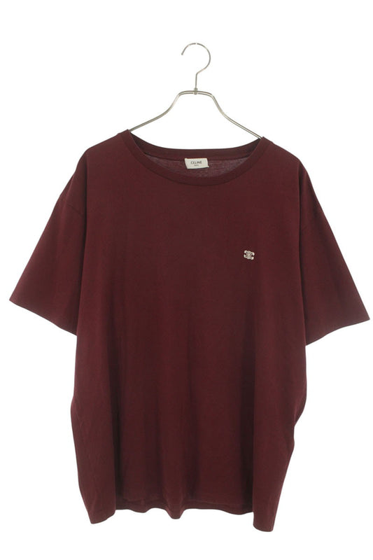 CELINE Triomphe Logo Loose Fit T-Shirt Bordeaux Size XL