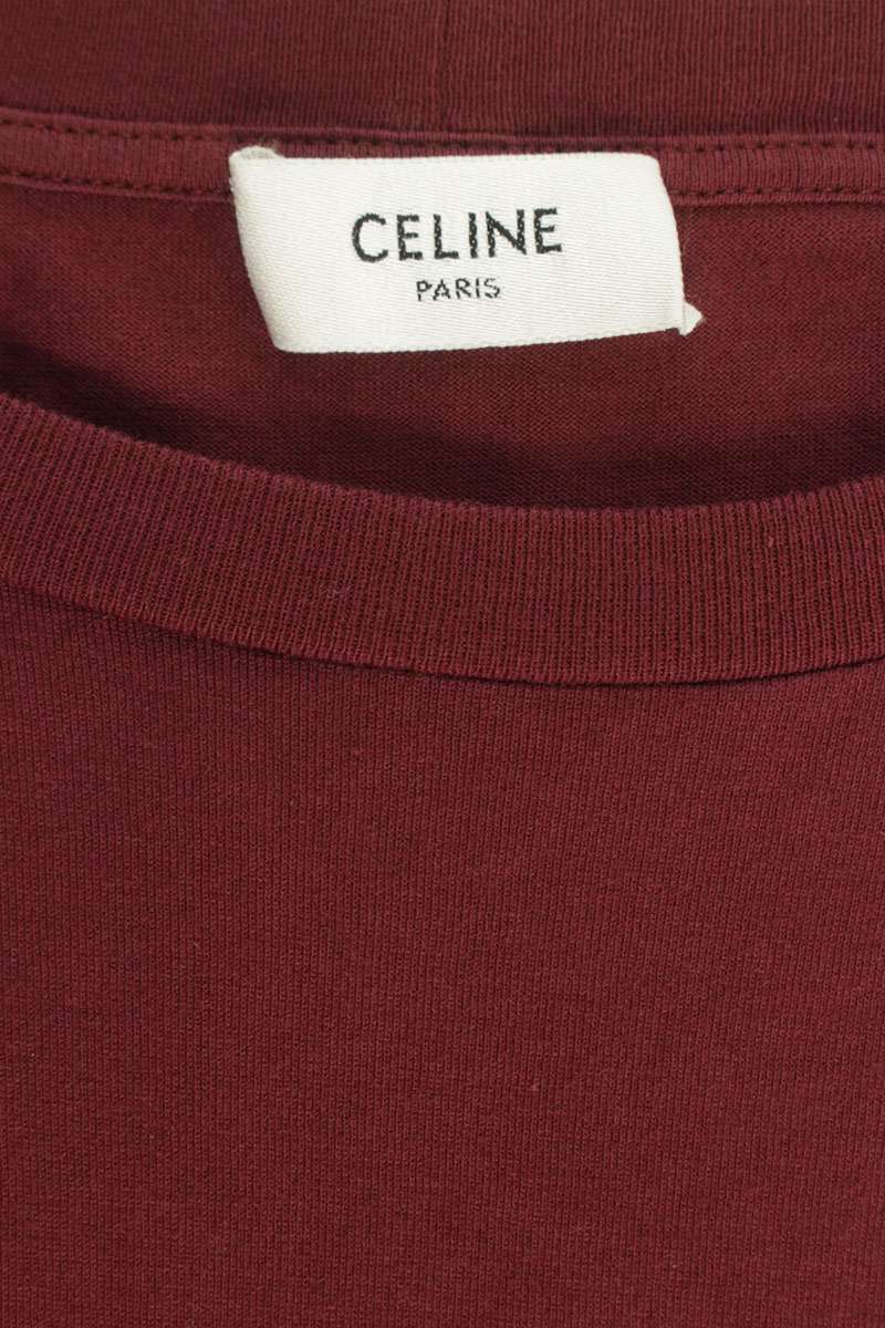 CELINE Triomphe Logo Loose Fit T-Shirt Bordeaux Size XL