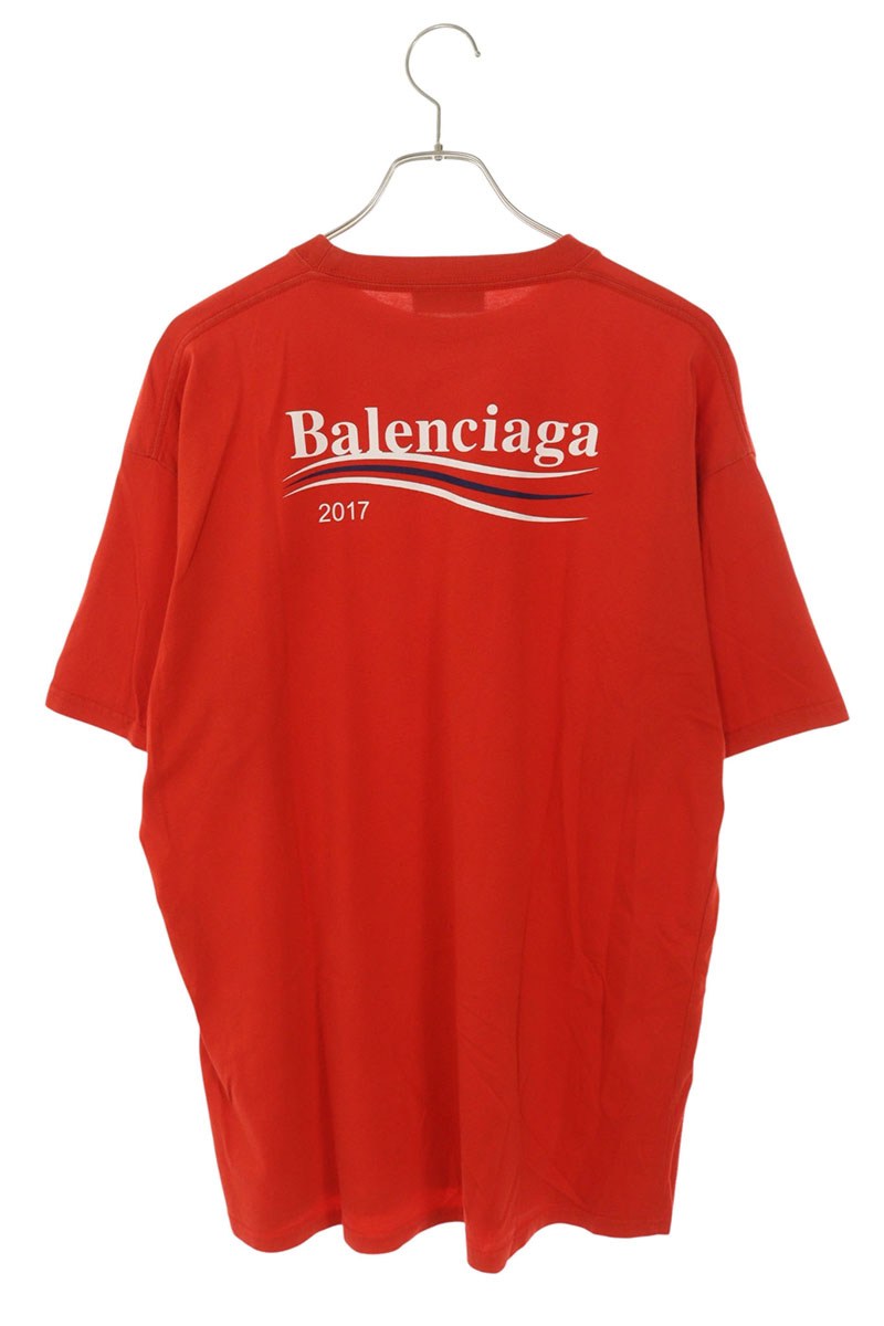 BALENCIAGA 17AW Campaign Logo Print T-shirt Red Size S