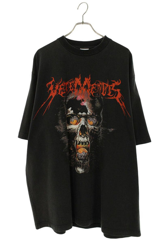 VETEMENTS Oversized Heavy Metal Skull T-Shirt Black Size S