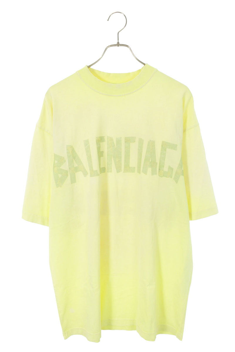 BALENCIAGA Tape Logo T-shirt Yellow Size S