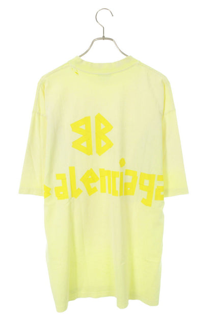 BALENCIAGA Tape Logo T-shirt Yellow Size S