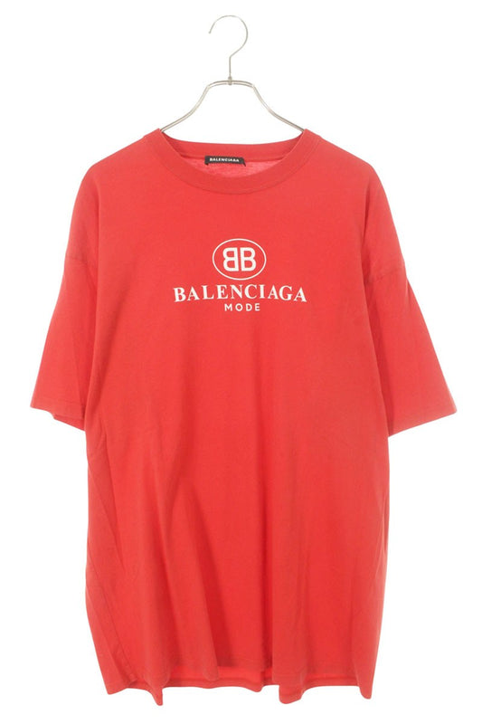 BALENCIAGA BB Logo Print T-shirt Red Size L