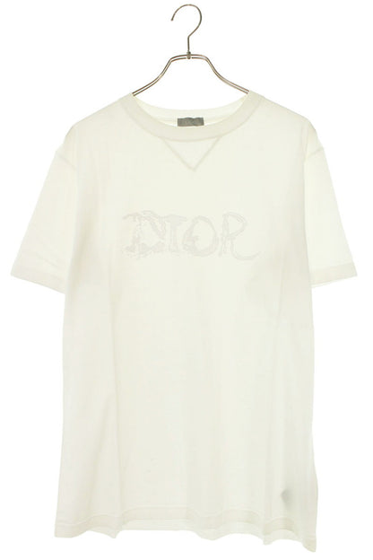 DIOR Logo Embroidered T-Shirt White Size M