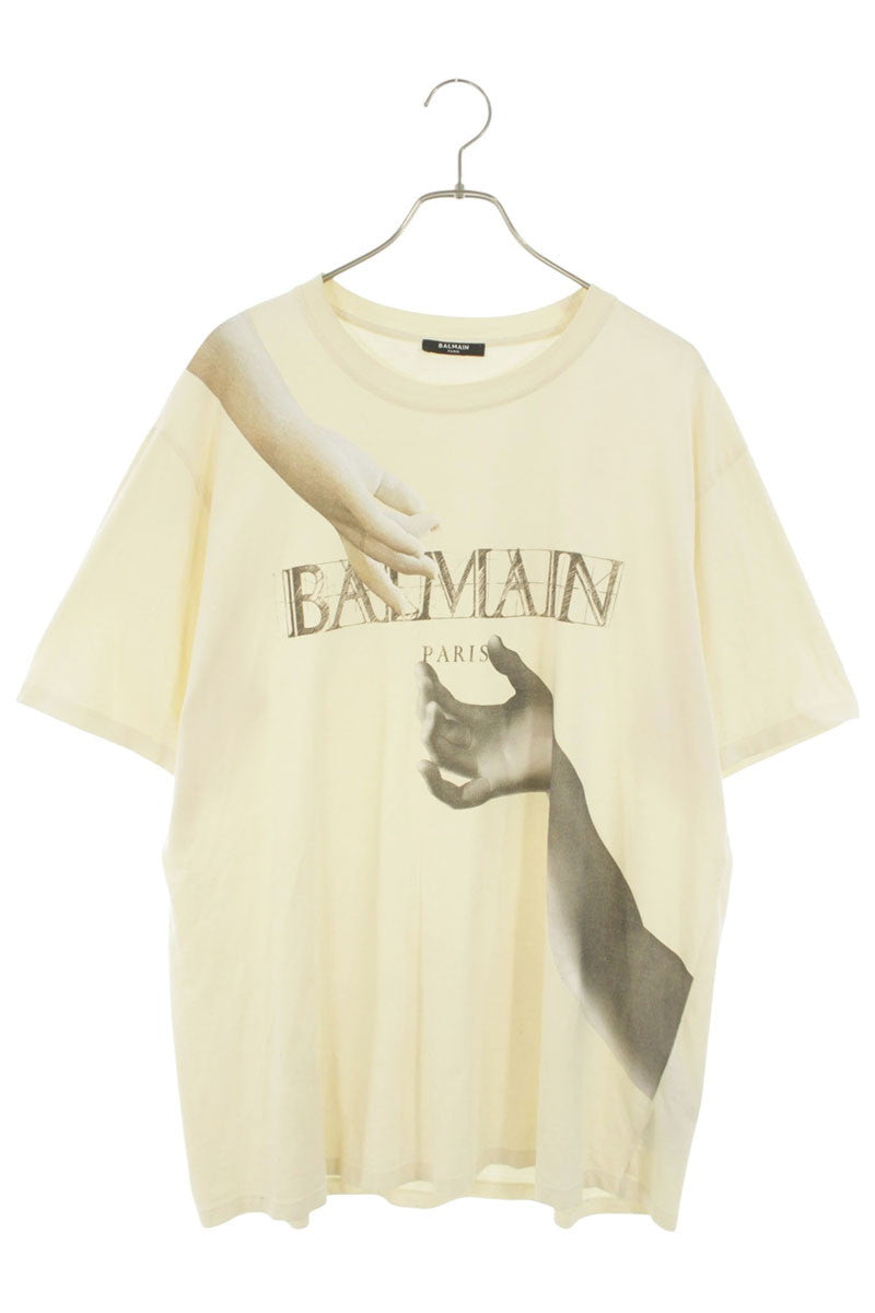 BALMAIN Hand Logo Print T-Shirt Off-White Size M