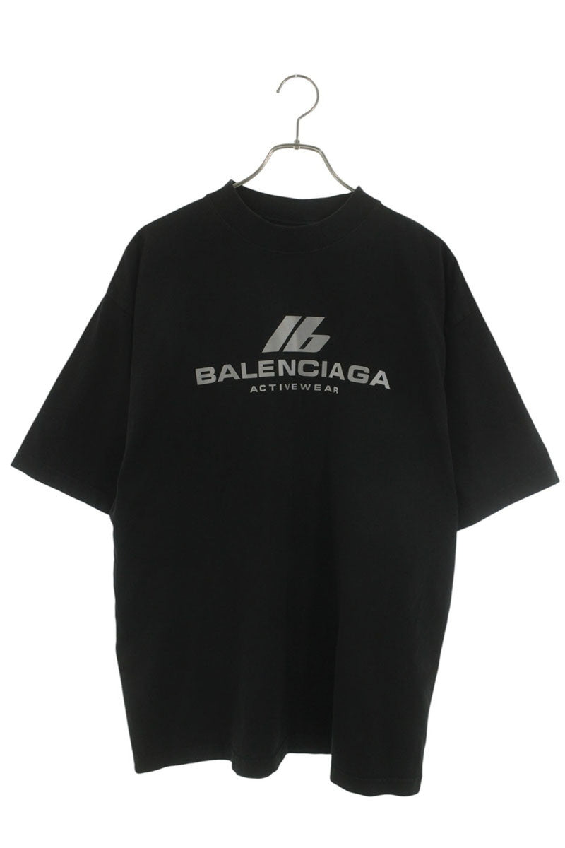 BALENCIAGA Active Logo Cotton Tee Black Size M