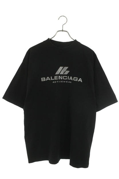 BALENCIAGA Active Logo Cotton Tee Black Size M