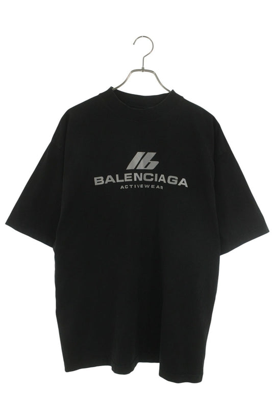 BALENCIAGA Active Logo Cotton Tee Black Size M