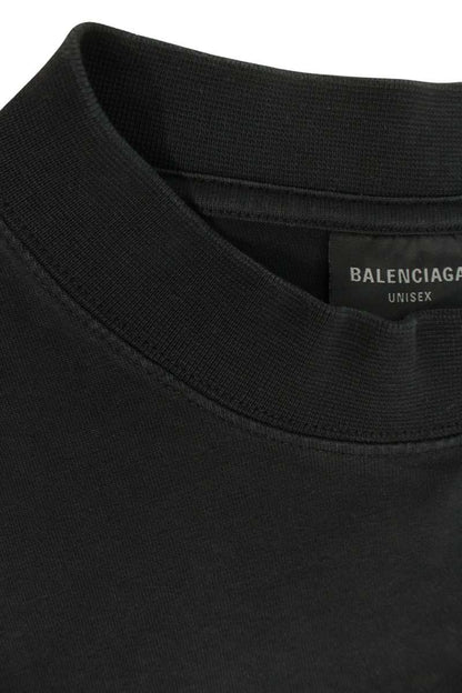 BALENCIAGA Active Logo Cotton Tee Black Size M