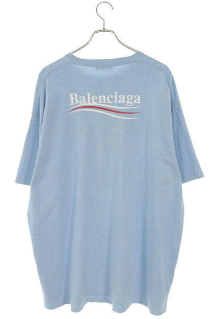 BALENCIAGA Campaign Logo Cotton T-Shirt Blue Size XXL