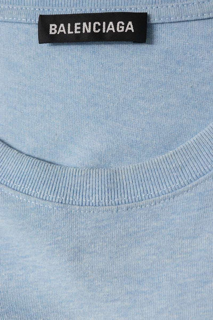 BALENCIAGA Campaign Logo Cotton T-Shirt Blue Size XXL