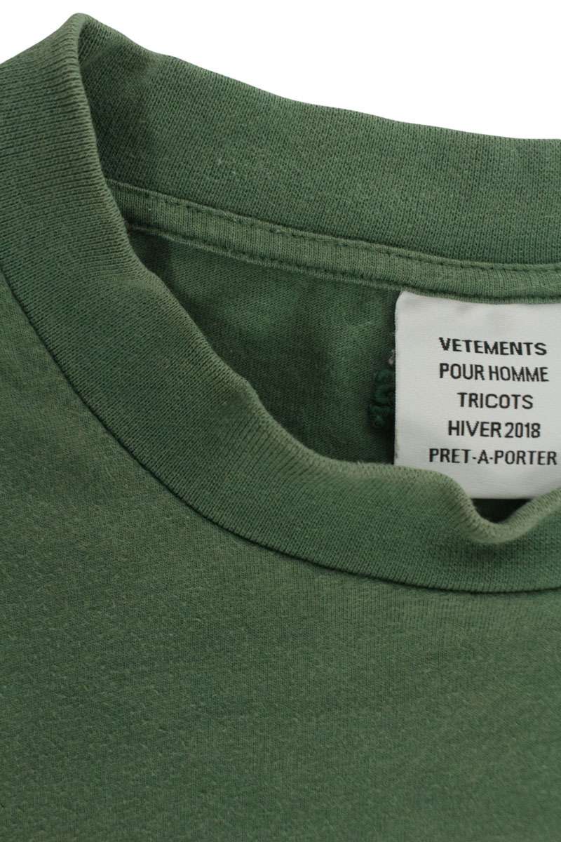 VETEMENTS Front Print T-Shirt Green Size L