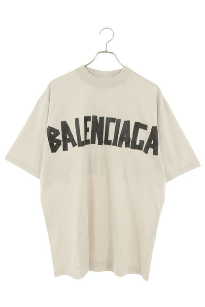 BALENCIAGA Tape Medium Fit Logo T-Shirt Beige Size XS