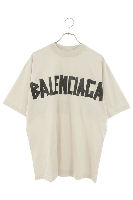 BALENCIAGA Tape Medium Fit Logo T-Shirt Beige Size XS