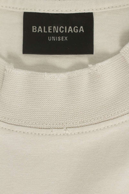 BALENCIAGA Tape Medium Fit Logo T-Shirt Beige Size XS