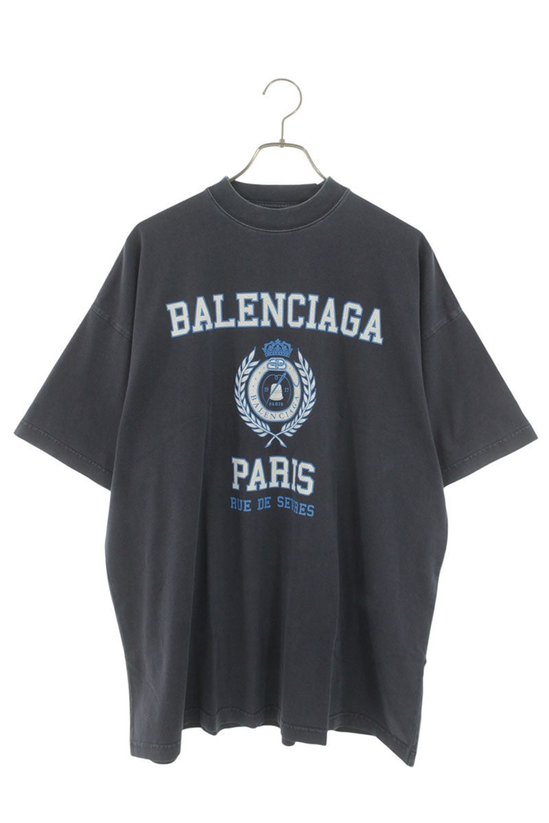 BALENCIAGA Vintage Logo Print T-Shirt Navy Size XS