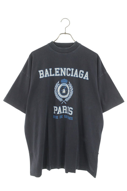 BALENCIAGA Vintage Logo Print T-Shirt Navy Size XS
